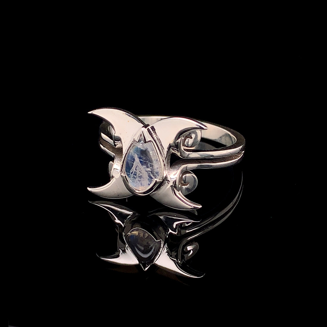 Adjustable Crescent Moon and Star Ring - 925 Sterling Silver - Moon Star  Sky NEW | eBay
